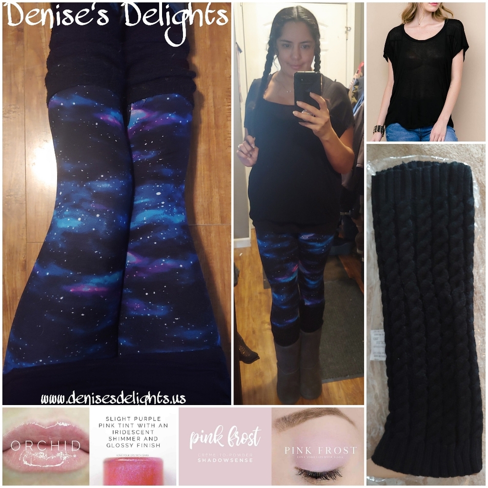 One Size Blue & Purple Galaxy Print Leggings